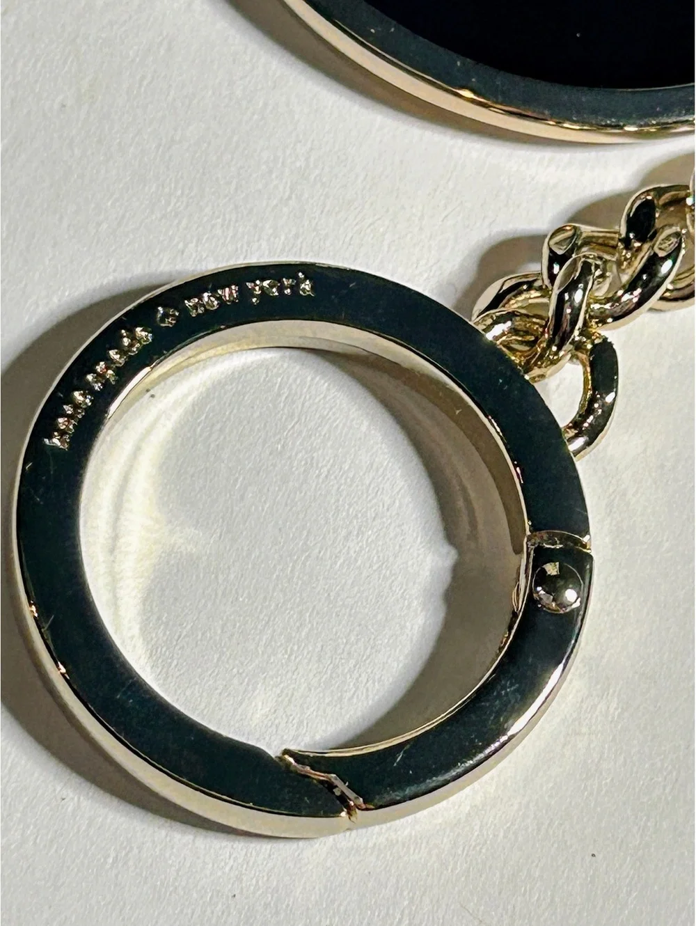 Kate Spade New York Enamel Black And Gold Keyring Fob